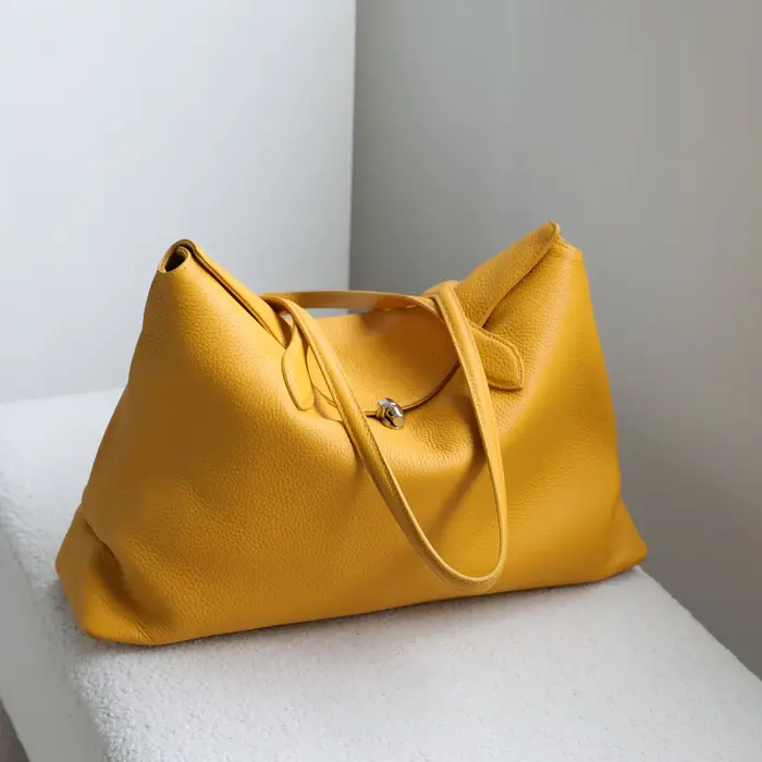 Sac fourre-tout en cuir véritable Spring - Sac à bandoulière en cuir de vachette grande capacité, plusieurs couleurs
