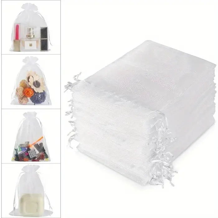 100 pièces sacs en Organza maille aléatoire
