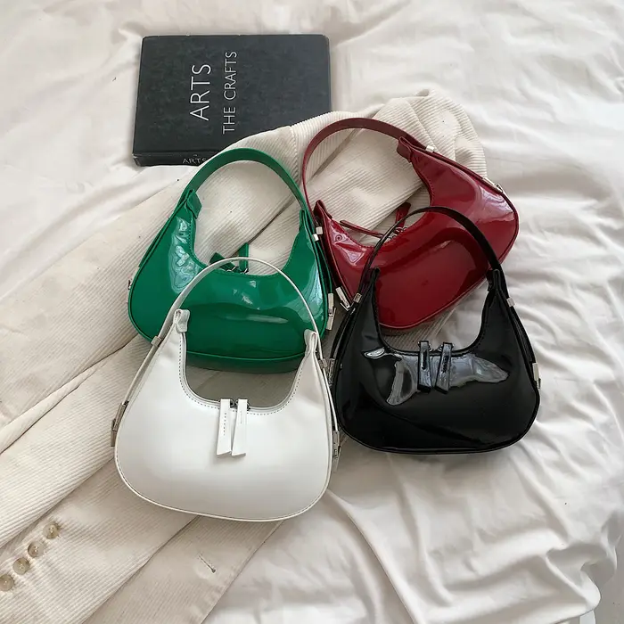 Sac à main demi-lune vintage en cuir PU pour femmes et filles