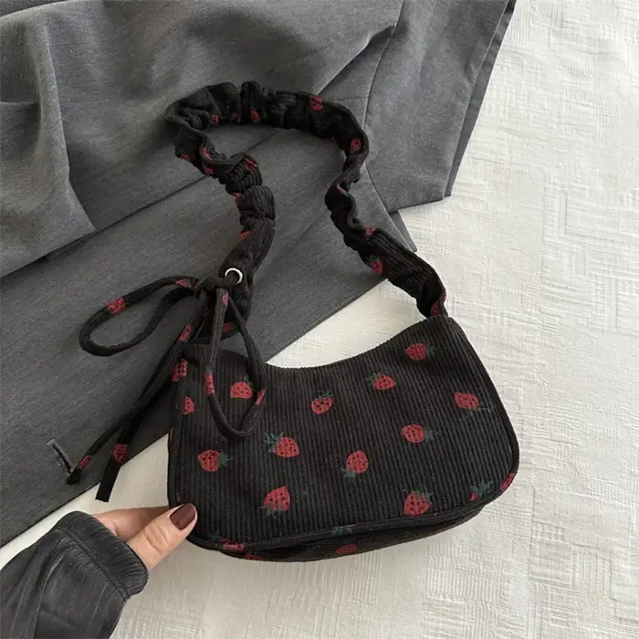 Sac fourre-tout en velours côtelé de grande capacité pour femmes et filles, sac à bandoulière sous l