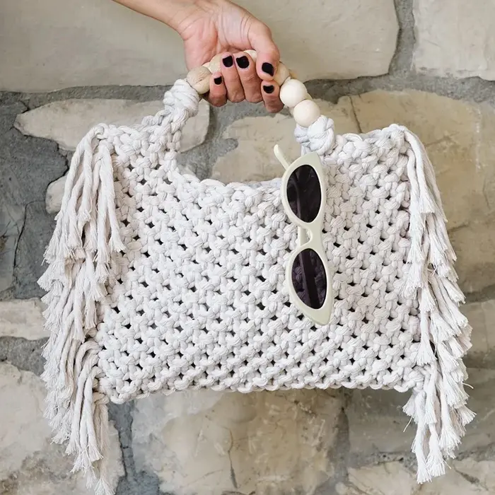 Sacs fourre-tout grande capacité sac à main de luxe de créateur pour les femmes nouveau tricot gland perles décorer sac