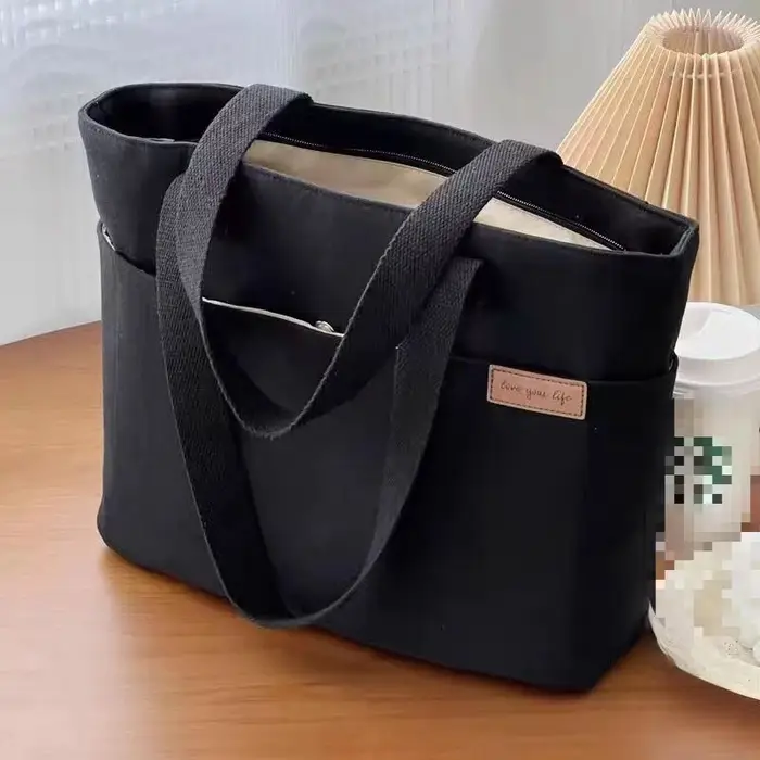 Sac fourre-tout en toile grande capacité à bandoulière pour femmes
