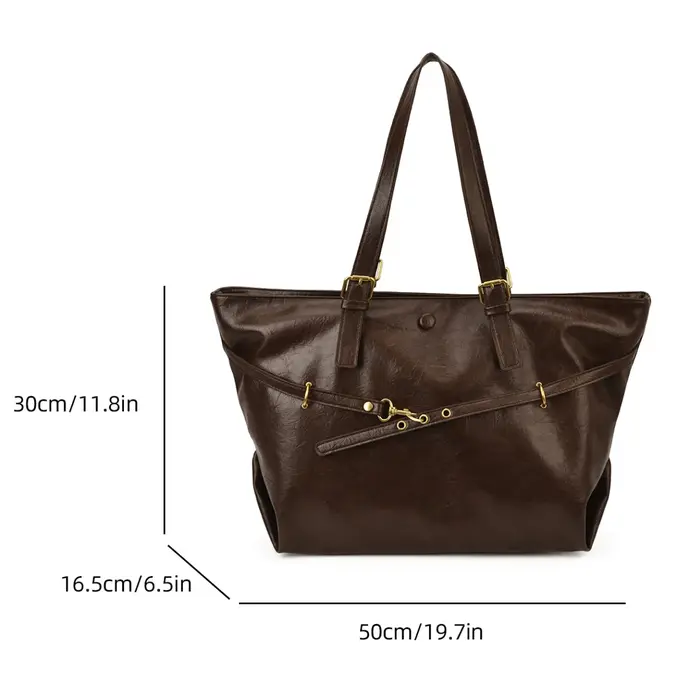 Fourre-tout noir en cuir Pu pour femmes
