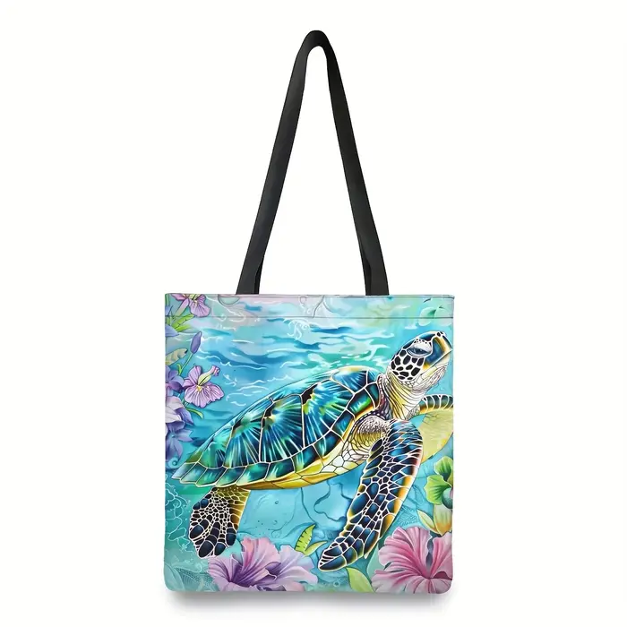 Sac à main imprimé tortue de mer vibrante et récif de corail, sac à main en Polyester Durable de gra