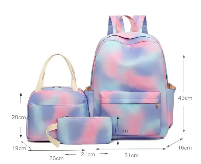 3 pièces Gabby Dollhouse coloré sac à dos ensemble pour femmes sacs d'école décontractés avec sac à déjeuner fille garçon étudiant adolescent sac à dos
