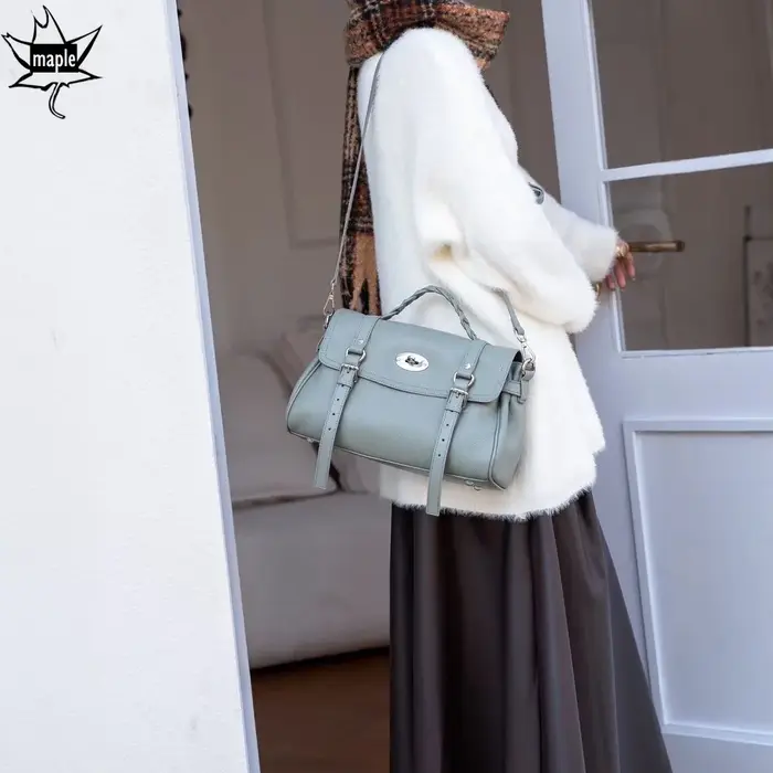 Sac à Main Rétro Classique en Cuir de Vache Naturel pour Femme