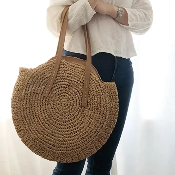 Sac de plage rond en paille