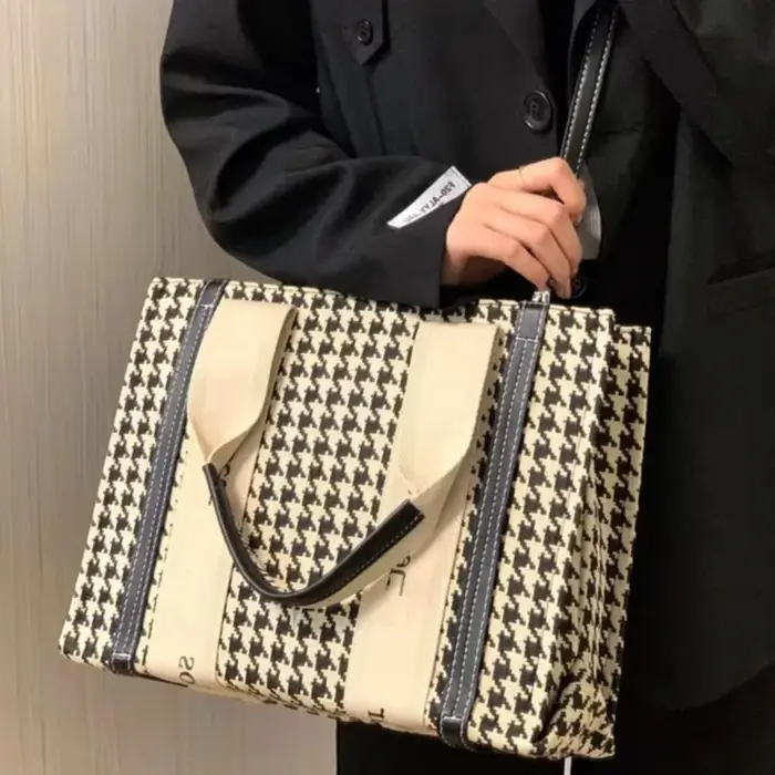 Sac fourre-tout pied-de-poule pour femmes