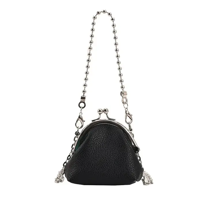 Sac bandoulière en cuir PU français avec chaîne métallique, sac à main, sac à bandoulière, grande ca