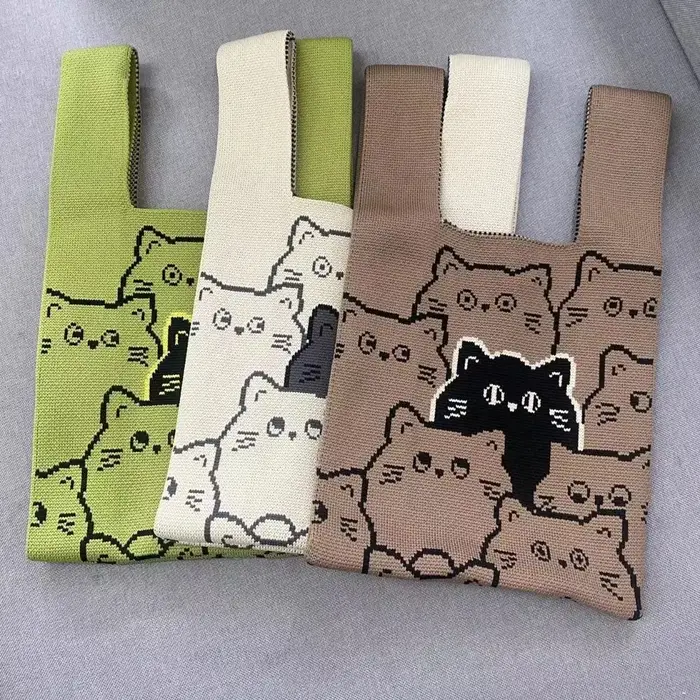 Sac à main en tricot de chat pour filles