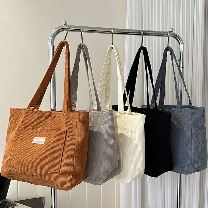 Sac à Main en Velours Côtelé pour Femme