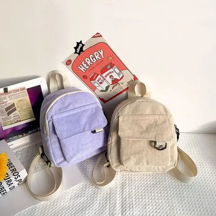 Mini sac à dos en velours côtelé pour femmes