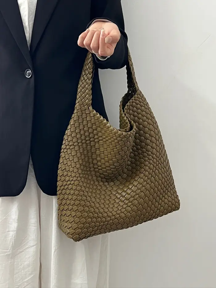 Sac tissé sacs à main et sacs à main sac en cuir PU tissé pour femmes sac fourre-tout tissé sac à ba