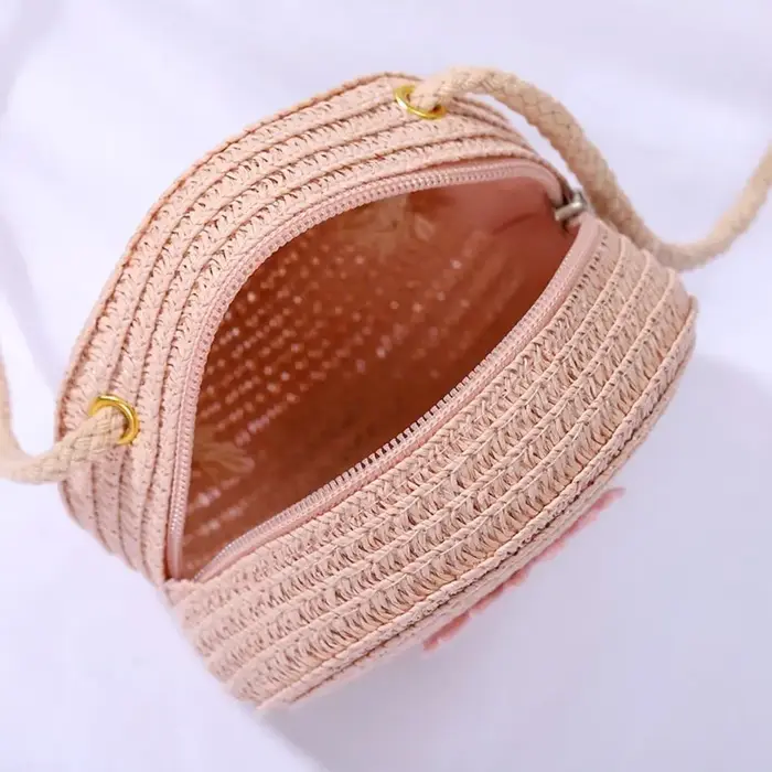 Sac rond en paille tressé pour femme