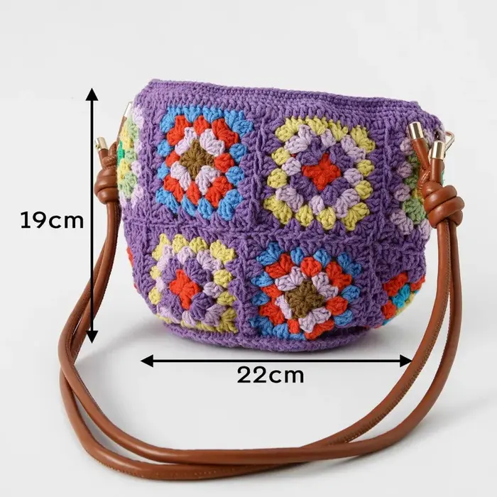 Sac à bandoulière multicolore en Crochet fait à la main