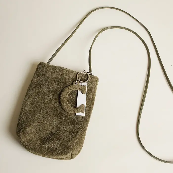 Sac de téléphone en daim de luxe pour femmes, petite pochette Mobile en velours avec breloques en le