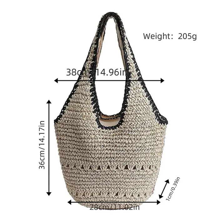 Sac à bandoulière Chic en tissage français, sac à main rétro grand Volume, sac de plage de vacances