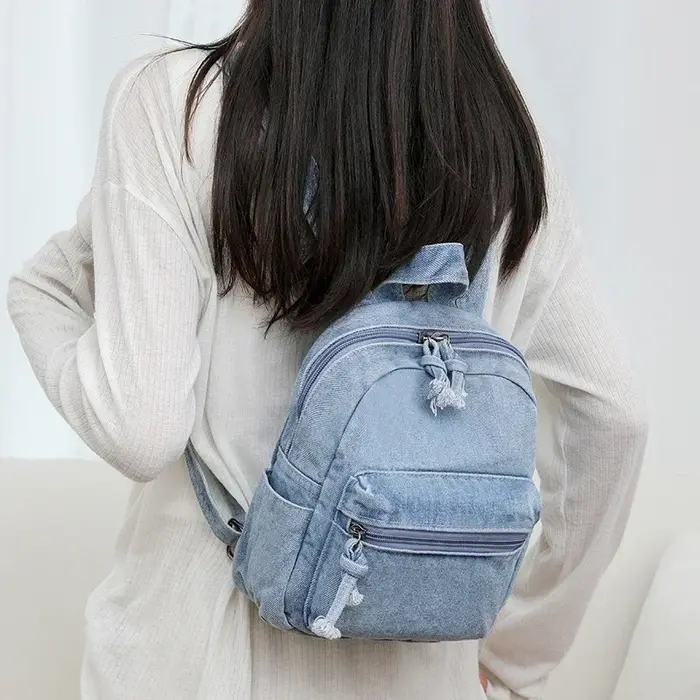 Mignon à la mode décontracté polyvalent 2025 sacs d'école de haute qualité nouveau Denim fermeture éclair