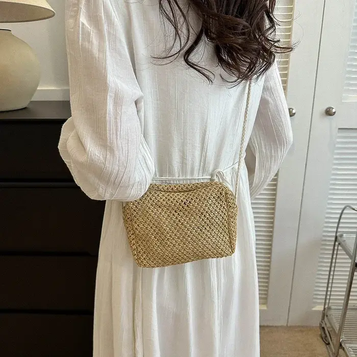 Sac à bandoulière en paille pour femme
