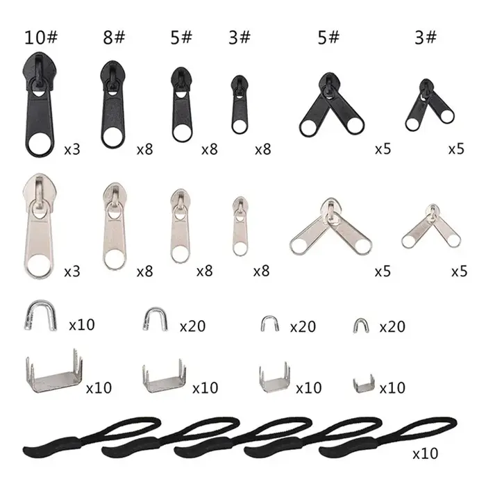 Kit de réparation de fermetures éclair 85 pièces/ensemble – Tête de curseur et tirette universels