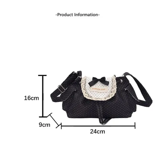 Sac fourre-tout en dentelle à pois grande capacité
