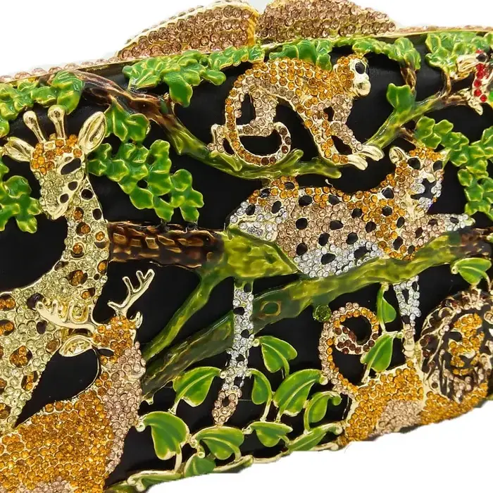 Boutique De FGG forêt Jungle femmes cristal animaux sacs De soirée fête strass sac à main mariée mariage pochette