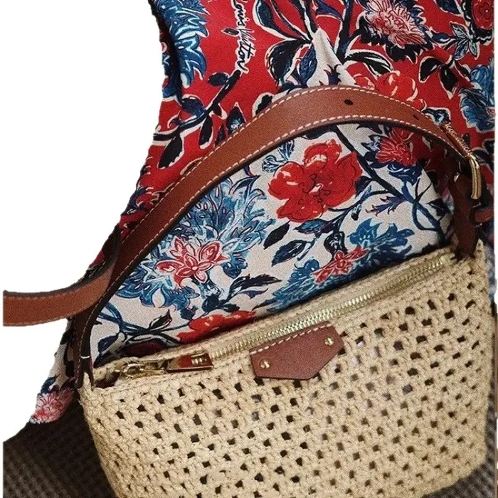Sac à bandoulière pour femme en tricot épaissi à motif treillis