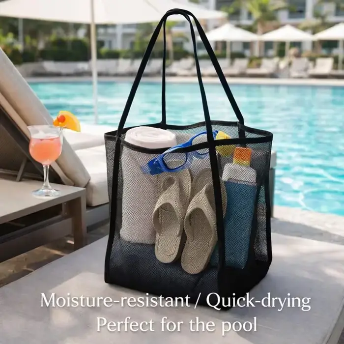 Sac fourre-tout en filet pliable pour la plage et la natation
