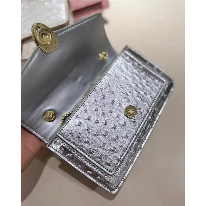 Sac à chaîne en cuir véritable pour femme, motif autruche tête de serpent, mini sac carré exquis à p