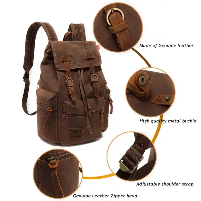 Sac d'école en toile vintage SR pour hommes