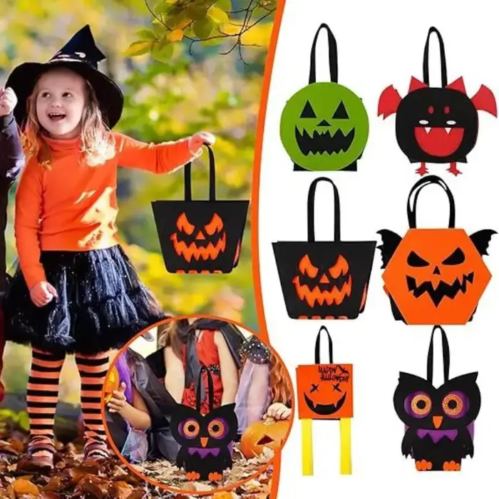 Sac fourre-tout en forme de hibou chauve-souris en feutre pour Halloween