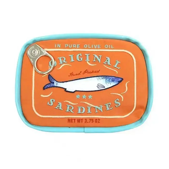 Sac de maquillage en conserve pour sardines, fermeture à glissière, petite pochette de toilette brod