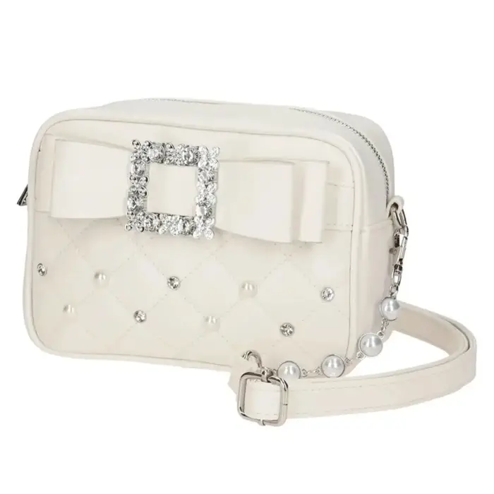 Sac carré rose avec nœud en diamant pour femmes