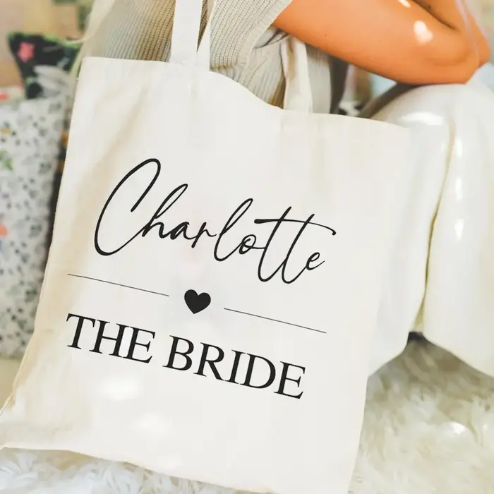 Sac fourre-tout en toile de mariage personnalisé