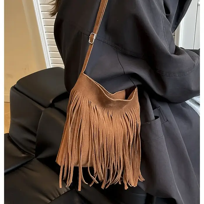 Nouveau sac bandoulière style bohème à franges