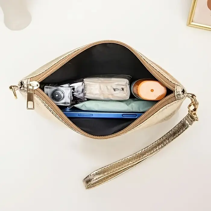 Sac à bandoulière élégant doré brillant