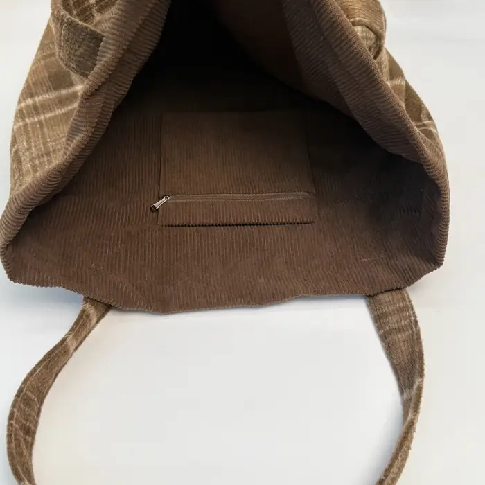 Sac fourre-tout brodé à carreaux rétro