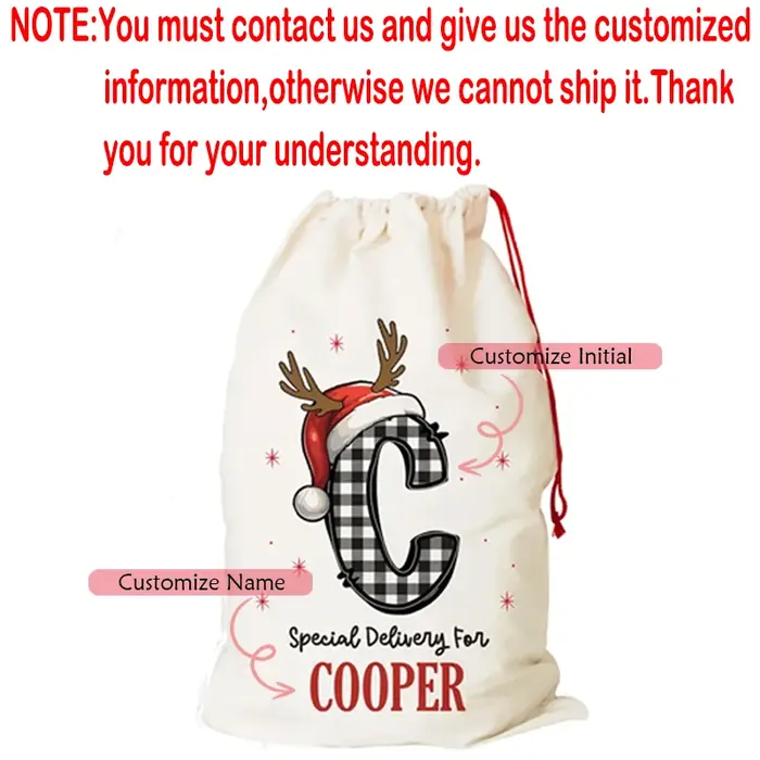 Sac cadeau personnalisé joyeux noël à cordon