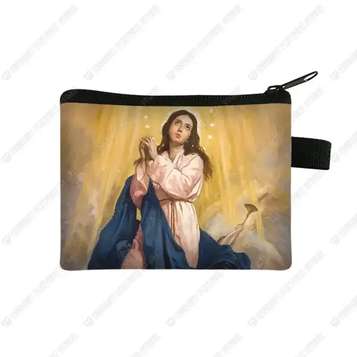 Saint Marie peinture à l'huile sac à monnaie Notre-Dame de Guadalupe vierge marie porte-monnaie femm