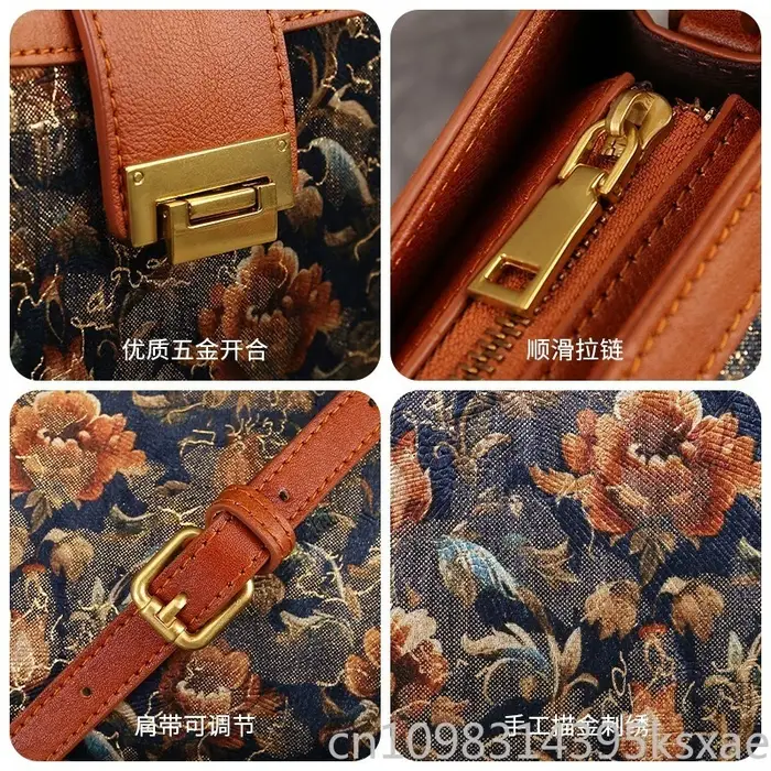 Sac fourre-tout convertible pour femme avec broderie vintage