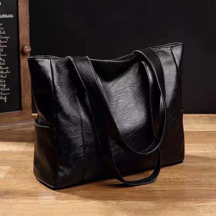 Sac seau en cuir ciré pour femmes, Sac à main Simple à Double sangle, sacs à bandoulière pour tout u