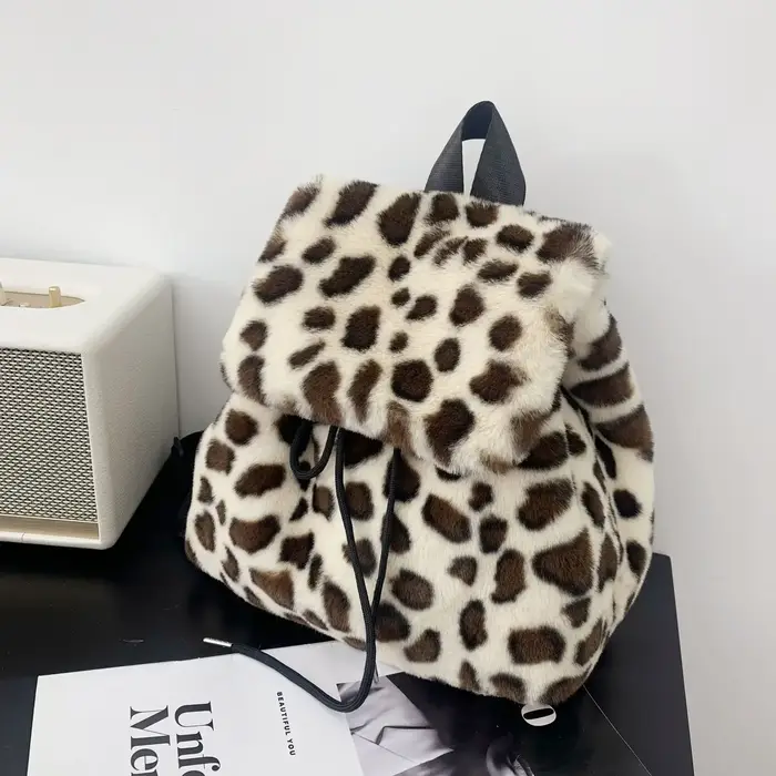 Sac à Dos Solide en Fausse Fourrure pour Femme et Fille