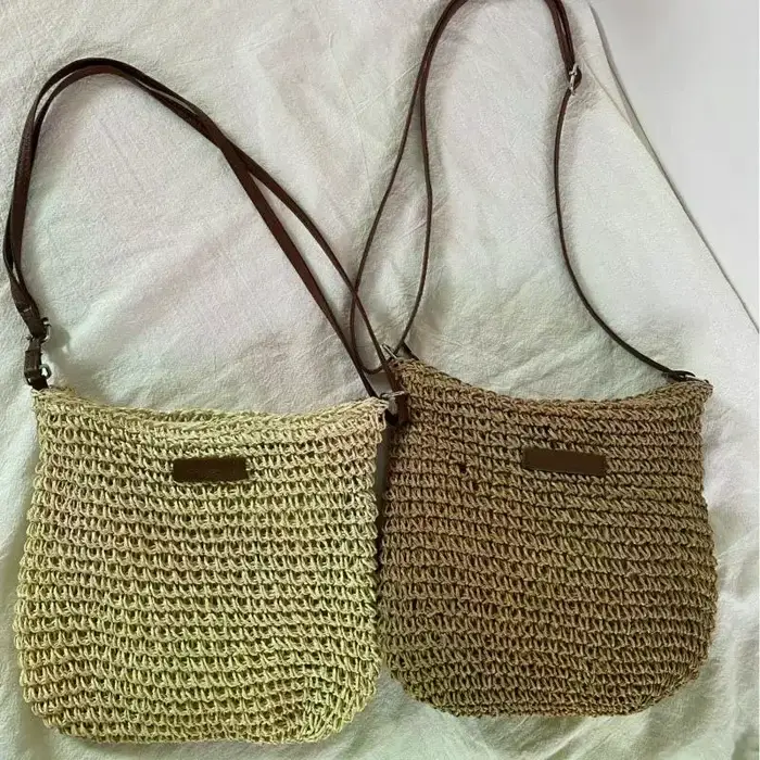 Sac en paille tressé à bandoulière pour femme, sac de plage tendance