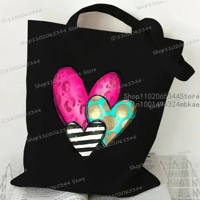 Corée Ulzzang Ins coeur sac à bandoulière femmes Harajuku Art Vintage toile sac fourre-tout grande capacité décontracté Shopper sacs adolescent sac à main