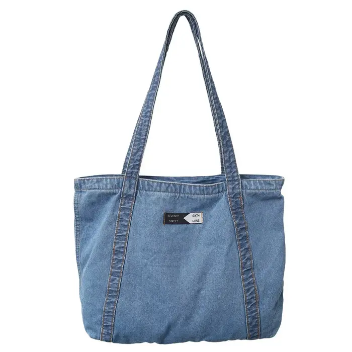 Sac à main en denim réutilisable pour femme, sac à bandoulière en toile pour femme, sac à provisions