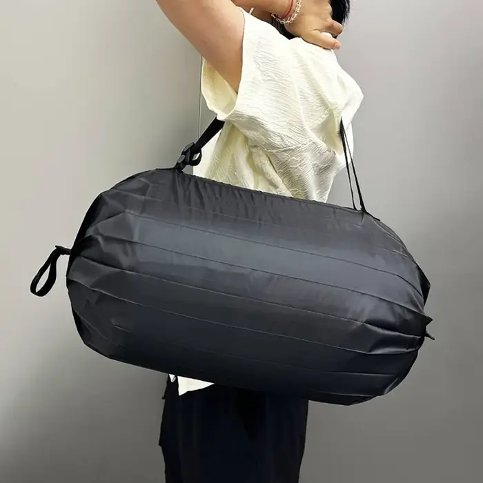1 sac de courses portable noir à fermeture éclair de grande capacité