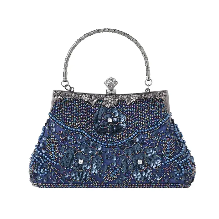 Sac à main de soirée à paillettes perlées brodées pour femmes, sac à main initié vintage, sac à main
