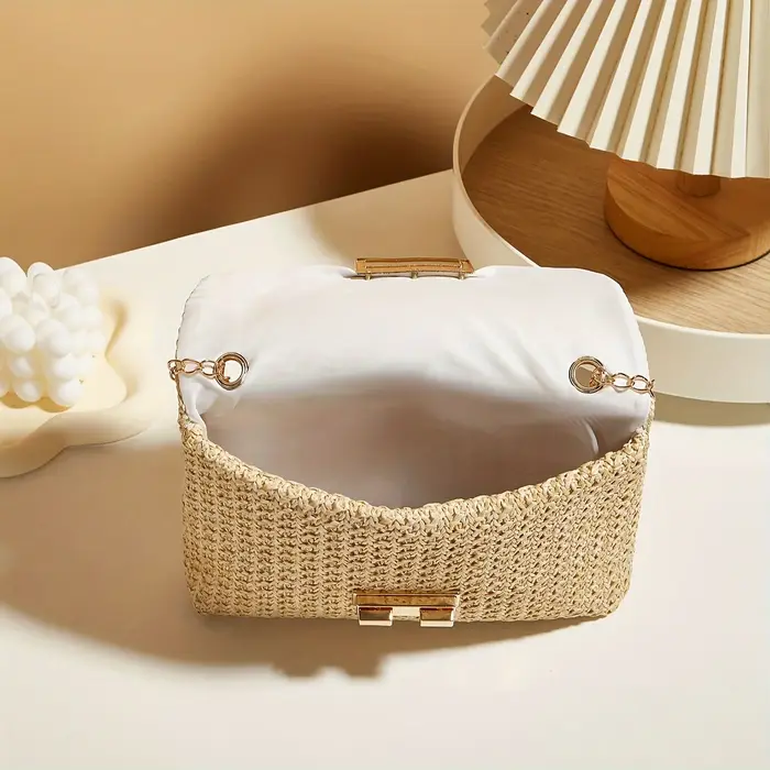 Sac à bandoulière tissé à la main en paille pour femmes
