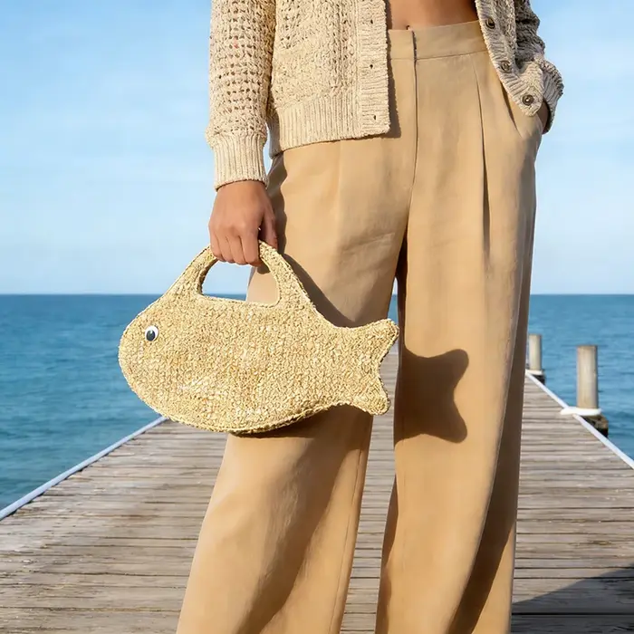 Sac en paille de raphia tressé