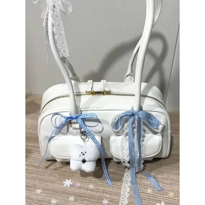 JIAERDI rétro blanc Bowling sac à main femmes filles chaudes en cuir poche Chic sac